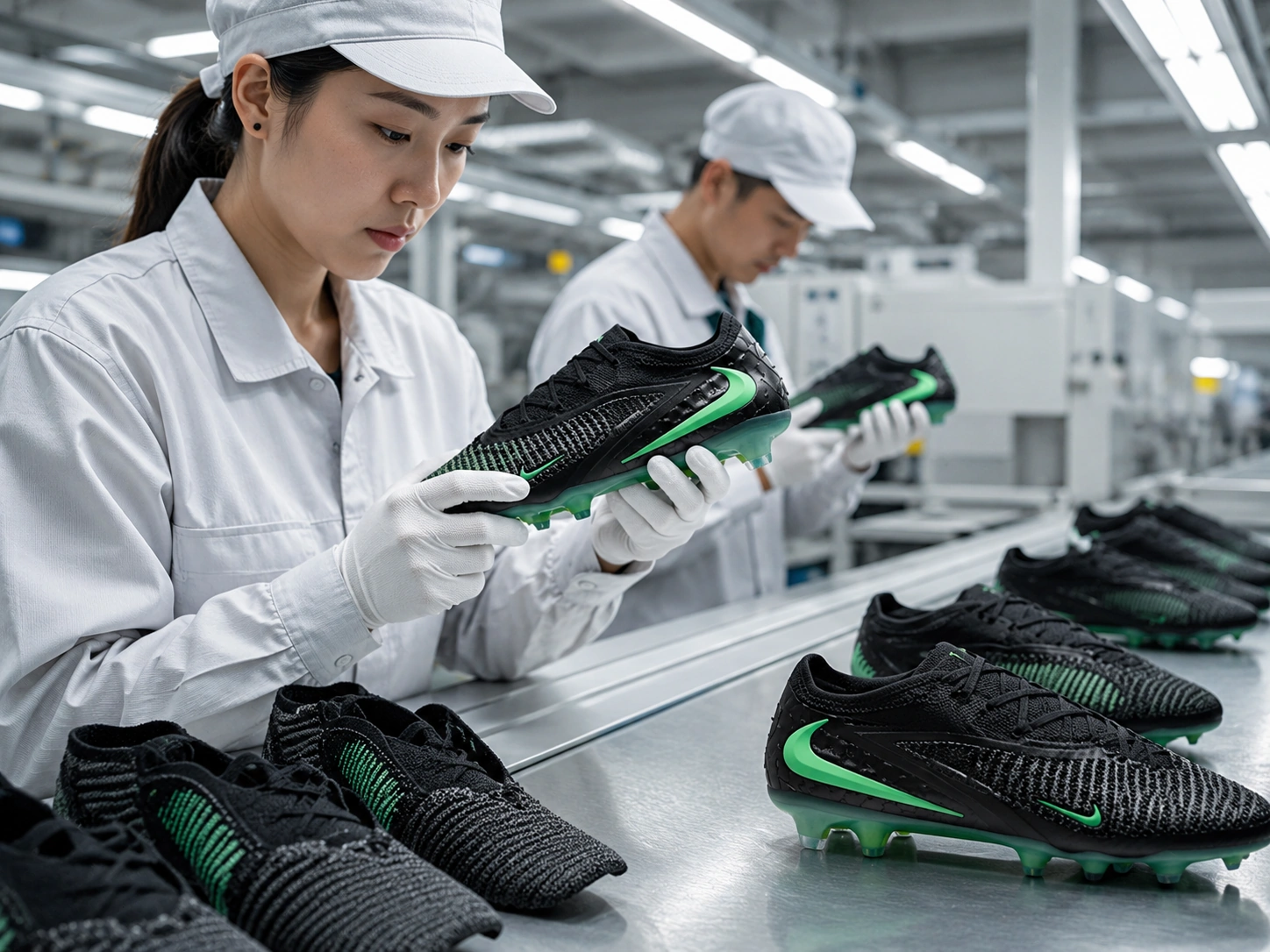 Quality control testing laboratory for soccer shoes